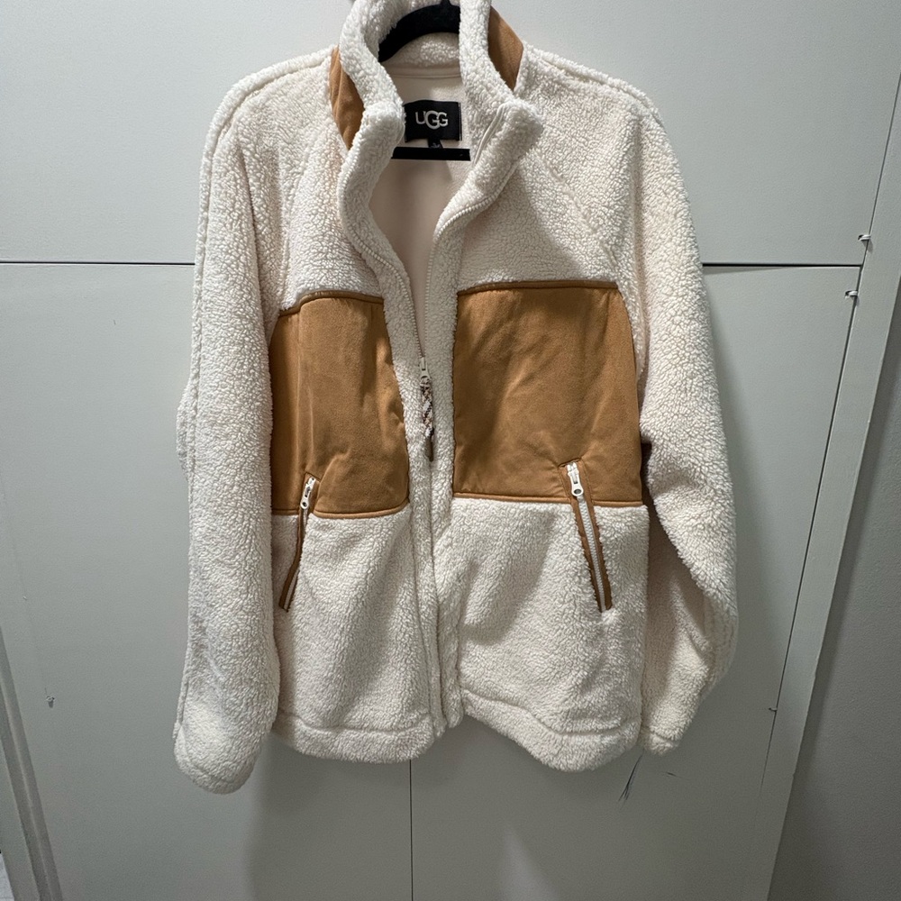 UGG White and Brown Sherpa Jacket